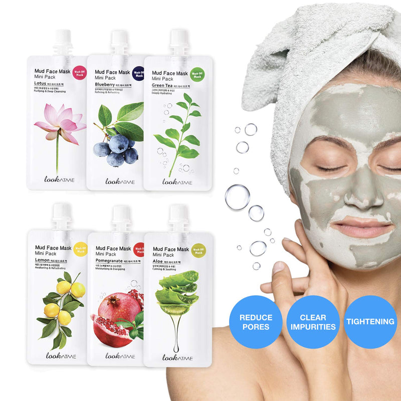 Look At Me Mud Mask Minis (2-Pack) Blueberry, Korean Beauty Face Mask with Kaolin and Bentonite Clay, Korean Skin Care - Pore Minimizer Brightening Mask, Hydrating Facial Mask (Up to 4 Uses Per Pack) LOOKATME
