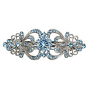 Faship Gorgeous Aqua Crystal Hearts And Floral Hair Barrette Faship