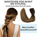 GOO GOO Human Hair Extensions Halo Hair 80g Ombre Brown to Dirty Blonde 18 Inch Real Flip Hair Extensions with Invisible Fish Line Layered Hidden Crown Hair Extensions for Women Hairpiece GOO GOO Store