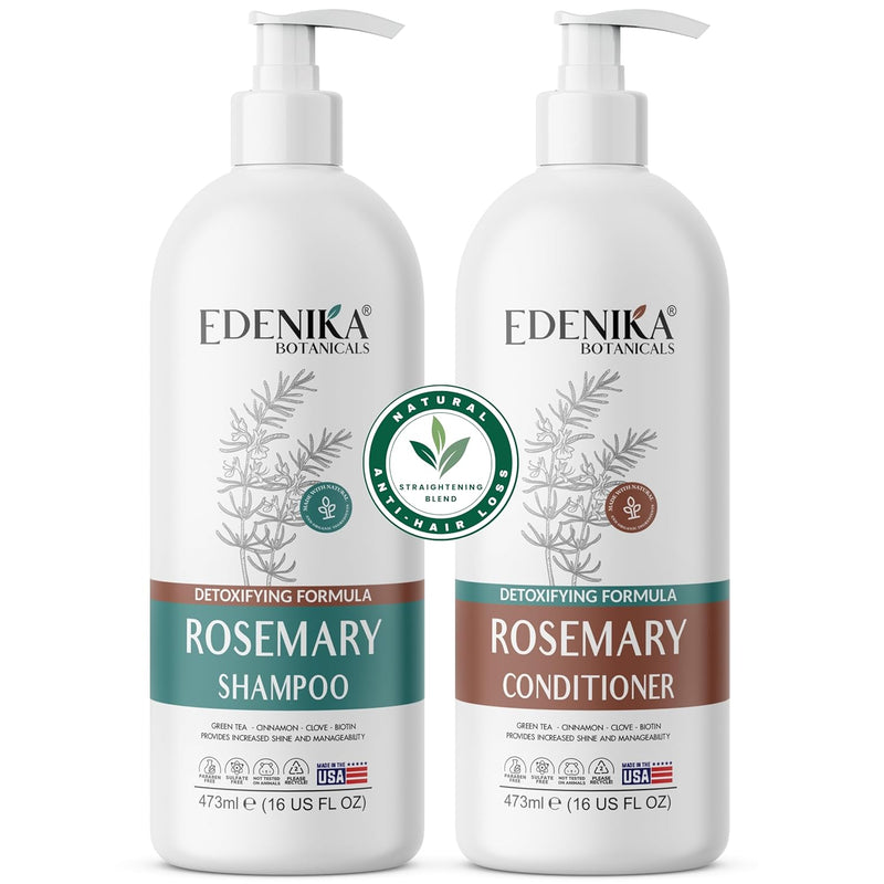 Rosemary Oil Shampoo & Conditioner Set with Biotin for Thinning Hair & Anti-Hair Loss, Strengthening Botanical Formula, Women & Men, Sulfate-Free, Organic, 16 fl oz Each Infinity Warehouse
