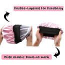 Sent Hair Kids Satin Bonnet Sleep Cap for Natural Hair Double Layers Hair Bonnet Wide Elastic Band Night Sleep Hat for Baby Toddler Child Teens (Light Pink) sent hair