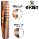 Kent R7T Small Fine/Wide Tooth Comb, Double Tooth Hair Pocket Comb for Hair, Beard and Mustache, Coarse/Fine Hair Grooming Comb for Men, Women and Kids. Saw Cut Hand Polished. Handmade in England KENT