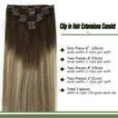 GOO GOO 120g Hair Extensions Clip in Human Hair Walnut Brown to Ash Brown and Bleach Blonde Remy Human Hair Extensions Clip in Natural Hair Straight 7pcs 22 Inch GOO GOO