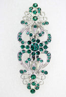 Faship Gorgeous Green Crystal Hearts And Floral Hair Barrette Faship