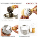 Shaving Brush with Holder, Anbbas Pure Badger Hair Shaving Brush Wood Handle,Black Resin Shaving Stand Contracted Design,2in1 Wet Shaving Set for Men Anbbas