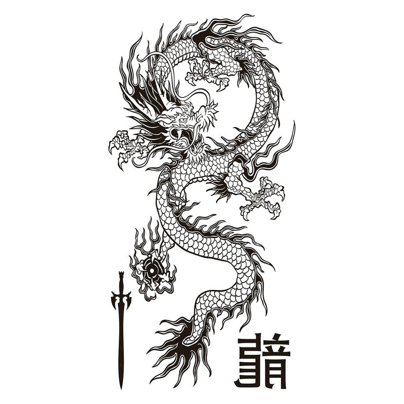 Supperb Temporary Tattoos - Black & White Dragon (Set of 2) Supperb
