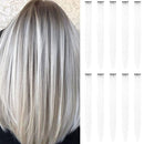 MEckily 22 inch Colored Hair Extensions Party Highlights, Straight Hairpiece Clip in Synthetic Hair Extensions for Kids Girls(10 Pcs White) MEckily