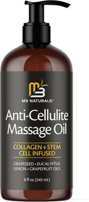 Anti Cellulite Massage Oil and Firm Dry Brush Kit | Collagen & Stem Cell Skin Tightening Kit | Radiant Body Care Kit for Women by M3 Infinity Warehouse
