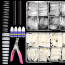 2 Pack Clear and Natural False Acrylic Nails Tips Half Cover 10 Sizes 500pcs French Artificial Press on Nails Manicure with Nail Cilpper, 2pcs Nail Files,4pcs Nail Glue Yokilly
