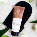 Self Tanner Bundle with Applicator - Tanning Lotion for Body & Face with Tanning Mitts, Sunless Tanner for Face & Self Tan for Body, Natural & Organic Full Size Face Tanner & Fake Tan for Body Beauty by Earth