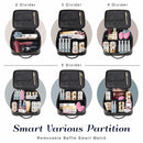 Travel Makeup Bag, Make up Bag for Women, Large Leather Cosmetic Bag Travel Toiletry Bag for Girls Make Up Bag Brush Organizer Bags (Quilted Black) Stagiant