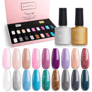 Lavender Violets Gel-Nail-Polish Kit 18-Color Soak off UV LED Nail Gel with No Wipe Base and Top Coat Safe to Use F984 Lavender Violets