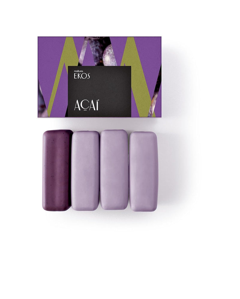 natura - Ekos Açaí Creamy & Exfoliating Bar Soap Set (4 Pack) - 1 Exfoliating Bar, 3 Creamy Bars - Pure Plant Based Oils - Vegan Skin Care - Brazilian Beauty Secrets - Self Care - 3.5oz (100g) Infinity Warehouse