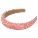 Rhinestone Headbands,Hestiasko Fashion Rhinestone Padded Headband Sparkling Diamond Headband Bling Headbands Beaded Headband Durable Handmade Hairbands for Women Girls,Pink Hestiasko