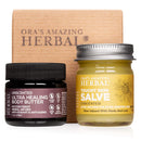 Ora's Amazing Herbal Unscented Moisturizer Travel Set, Touchy Skin Salve, Unscented Body Butter & Body Oil Set, Travel Size, Eczema and Senstivie Skin Infinity Warehouse