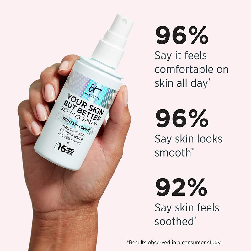 IT Cosmetics Your Skin But Better Setting Spray+ - Protects Makeup, Controls Shine, Provides Hydration - 16-Hour Hold - With Hyaluronic Acid, Coconut Water & Aloe Vera - 1.0 fl oz It Cosmetics Store
