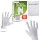 White Gloves Moisturizing Overnight Bedtime Cotton | White Inspection Premium Cloth Quality | Eczema Dry Sensitive Irritated Skin Spa Therapy Secure Wristband (100% Cotton, 1 Pack) Gaxcoo