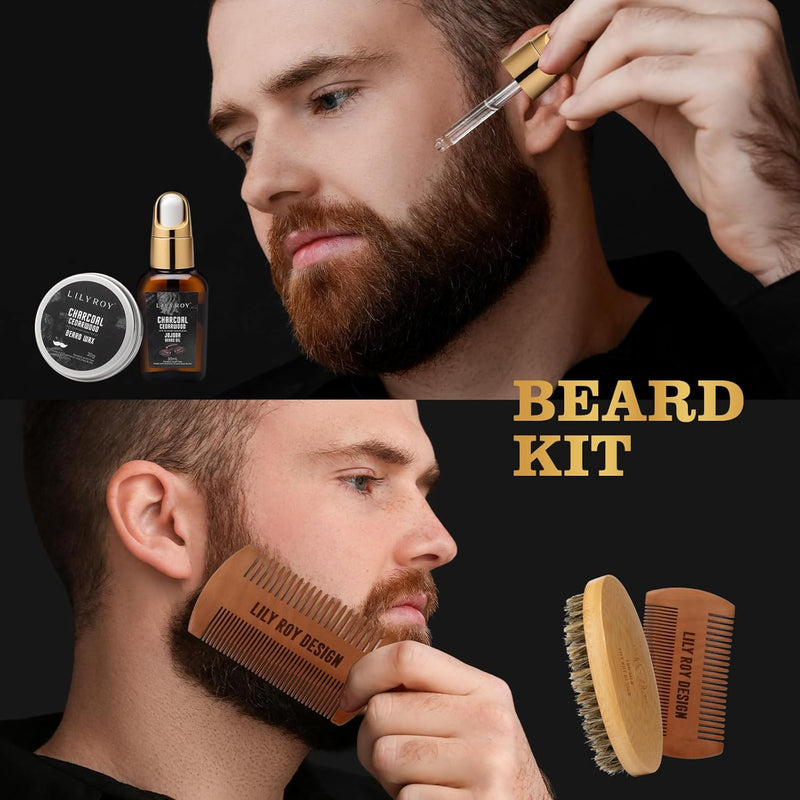 Bath and Body Gift Set for Men Spa Gift Bag for Father 12 Pcs Bag Gifts for Fathers Day Gifts Beard Care Kit Beard Set Self Skin Care Set Bath Spa Gift Set for Men Christmas Birthday Gifts for Men