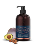 King C. Gillette Beard Wash, Mens Face Wash, 11 oz, Infused with Argan Oil and Avocado Oil to Cleanse Hair and Skin King C. Gillette