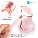 MoValues Rose Quartz Roller - Jade Roller For Face - Real Natural Rose Quartz - Face Roller, Face Massager for Face - Authentic and Durable MoValues