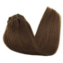 GOO GOO 14 Inch Clip in Hair Extensions Human Hair Chocolate Brown 7pcs 120g Remy Hair Extensions Clip in Human Hair Straight Real Human Hair Extensions for Women GOO GOO Store