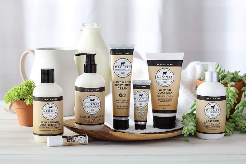 Dionis Goat Milk Hand Cream and Lip Balm 3 Piece Gift Set (Vanilla Bean, 3 Piece) Dionis