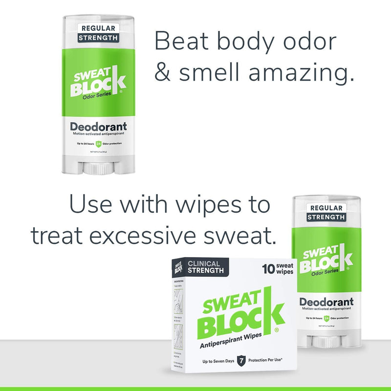SweatBlock Deodorant Antiperspirant for Men and Women, Regular Strength, Solid (3-Pack) SweatBlock Store