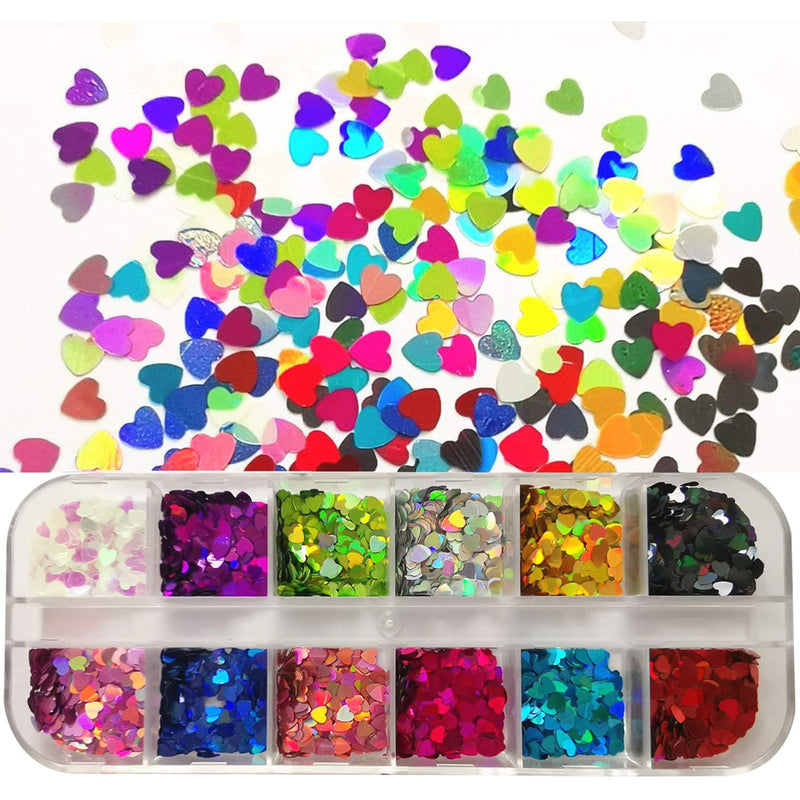 24 Boxes Nail Art Sequins, Tingbeauty Heart Shape Star Snowflake Christmas Tree Laser Sequins, Flakes Colorful Confetti Nail Glitter for DIY Design Face Body Make Up Christmas Decorations Tingbeauty