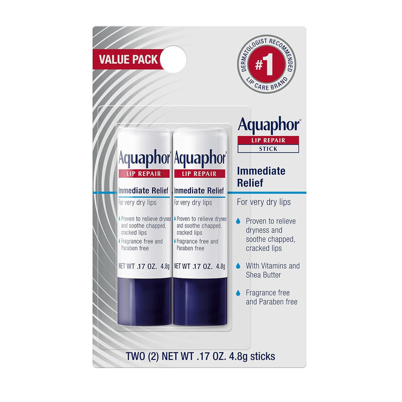 Aquaphor Lip Repair Stick, Moisturizing Lip Balm Pack, Relieves Dryness, 0.17 Oz Stick, Pack of 2 Infinity Warehouse