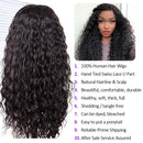 CYNOSURE Lace Front Wigs Human Hair Pre Plucked Hairline U Part Human Hair Wigs for Black Women 9A Brazilian Water Wave Wig 150% Density Natural Black Color(22 Inch, U Part Lace) CYNOSURE Store