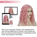 Stamped Glorious Pink Wavy Bob Wig for Women Synthetic Middle Part Short Hair Wigs 14 Inch Natural Looking Wig for Daily Party Use (Sakura Pink) Stamped Glorious Store