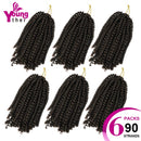 Spring Twist Crochet Braids Hair 6 Packs 8inch Ombre Colors Synthetic Braiding Bomb Twist Low Temperature Kanekalon Fiber Fluffy Hair Extensions (