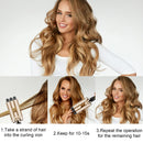 LAYADO 3 Barrel Curling Iron Hair Waver Cluer 22mm (0.86 Inch) Temperature Adjustable Three Barrel Hair Iron Hair Waver Iron Ceramic Tourmaline Triple Barrels Crimper Hair Iron with Dual Voltage Gold LAYADO