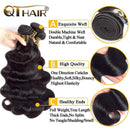 QTHAIR 12A Grade Brazilian Hair Body Wave Bundles with Closure (18 20 20+16 Inch) Nature Black Unprocessed Human Hair Weave 3 Bundles with 4×4 Free Part Lace Closure. QTHAIR Store