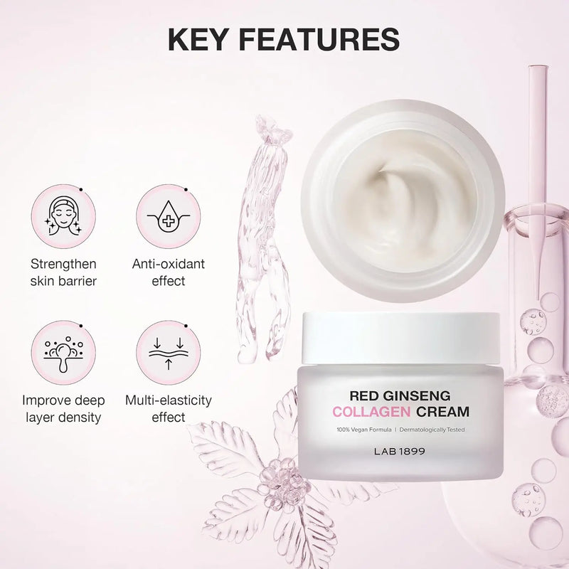 Donginbi LAB 1899 Red Ginseng Collagen Cream - Multi Elasticity, Vegan, Facial Moisturizer, Improved Skin Density & Barrier with Antioxidant Ginsenosides, Korean Skin Care, 1.69 floz Infinity Warehouse
