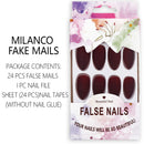 24PCS Matte False Nail Press on Acrylic Fake Nails Pure Color Full Cover Ballerina Professional Nail Art Set with Nail File, Stickers, Wooden Stick (Dark red) Yokilly