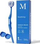 Soft Bristle Tongue Brush for Adults for Bad Breath, Halitosis & Oral Hygiene - Tongue Scraper Brush with Ergonomic Handle & Protective Cap for Easy Storage & Travel - 2 Pack Infinity Warehouse
