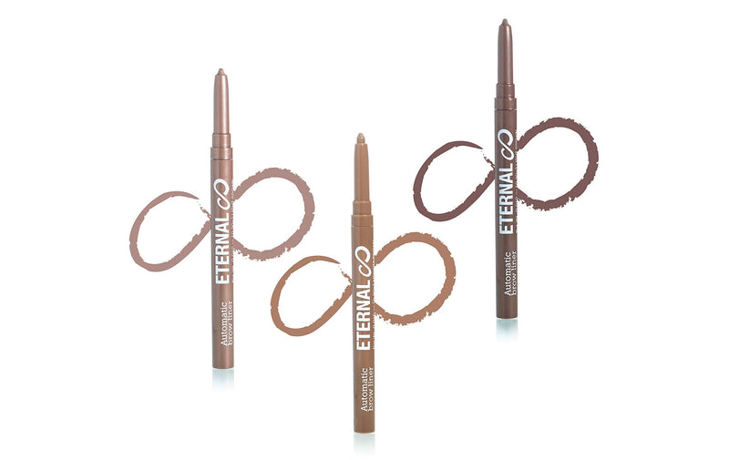 Eternal Automatic Water Resistant Eyebrow Liner Set with Shaping Comb – Long Lasting, Professional and High Precision Brow Definer with No Sharpening, Retractable Twist Up Mechanism (3 Pack) Eternal