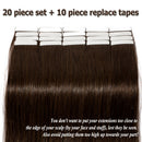 Benehair Tape in Hair Extensions Human Hair Dark Brown Skin Weft 14 inches Long Straight Real Remy Hair Double Sided Invisible Tape ins for Women 20pcs 30g 14inch