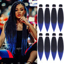 Pre Stretched Braiding Hair 26 Inch 8 Packs Long Ombre Braiding Hair Prestretched Crochet Braids Synthetic Yaki Texture Easy Hair Extensions for Braiding (20inch,T1B/Blue) Royal Collection