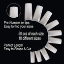 Vivace 2PACK Natural/Clear Royal Salon 500 Acrylic False Fake Nail Tips (Total 1000Tips) 10Sizes With Clear Acrylic Case For Nail Salon Nail Shop (Royal Salon) Vivace