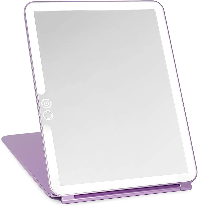 LUNA London Eclipse LED Lighted Travel Vanity Makeup Mirror | 3 Colour Light, Compact, Portable, Lighted, Rechargeable, Illuminated Mirror | Perfect for Travel, Makeup & Beauty Needs | Lavender LUNA London