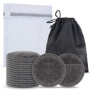 SUNLAND Reusable Makeup Remover Pads For Face,Eye,Lips 16 Pack Microfiber Face Cleansing Gloves Washable With Laundry Bag and Travel Bag Rounds Toner Pads (round 3.15inchx16, dark grey) SUNLAND