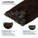 LacerHair Extensions Clip in Human Hair 22 Inch Darkest Brown