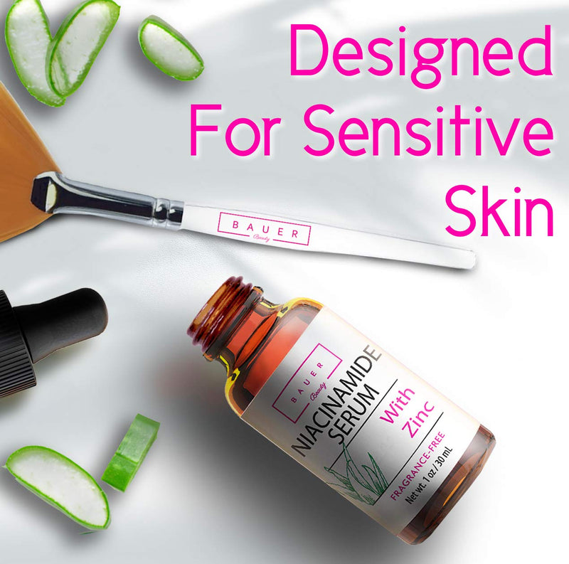 Bauer Beauty Niacinamide Face Serum 5% With Zinc Pore Minimizer Acne Scar & Anti Aging Brightening Glow Serum Bauer Beauty
