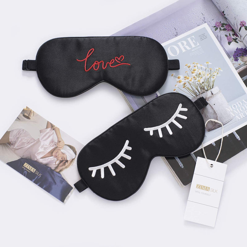 ZIMASILK 100% Natural Silk Sleep Mask Blindfold,Adjustable Super-Smooth Soft Eye Mask for Sleep with Bag(Eyelashes) ZIMASILK Store