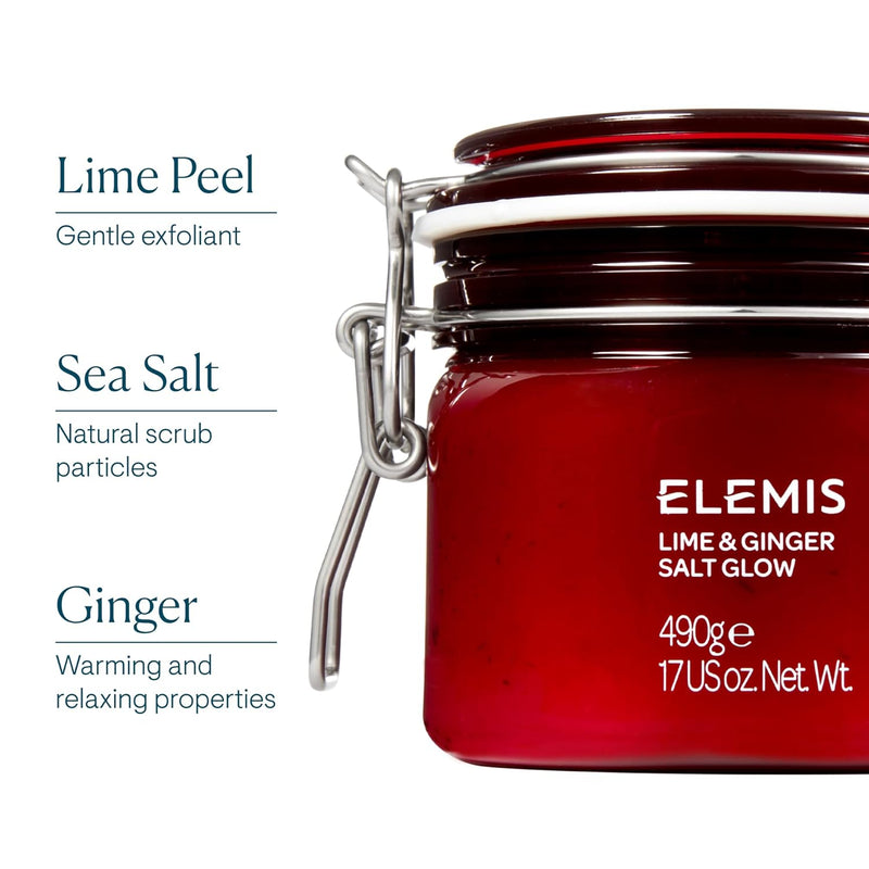 ELEMIS Exotic Lime & Ginger Salt Glow 490g, Invigorating Salt Scrub To Exfoliate & Soften Skin Infinity Warehouse