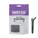 Natural Dental Floss Picks (200 Ct) - Vegan, Sustainable, Eco-Friendly Flossers for Adults with Tooth Pick Flossers - Plaque Remover for Teeth Cleaning - Zero Waste Oral Care Dental Pick Kids Floss HAPPY ECO