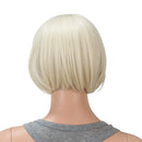 SWACC 10 Inch Short Straight Bob Wig with Bangs Synthetic Colorful Cosplay Daily Party Flapper Wig for Women and Kids with Wig Cap (Platinum Blonde) SWACC