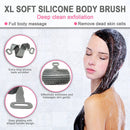 TRIED TRU- XL 35.5 inch Silicone Back Washer for Shower Double Sided Back Scrubber and Massager Soft On Skin Lathers Soap Silicone Loofah Alternative. Deep Clean Exfoliation (Grey) Tried